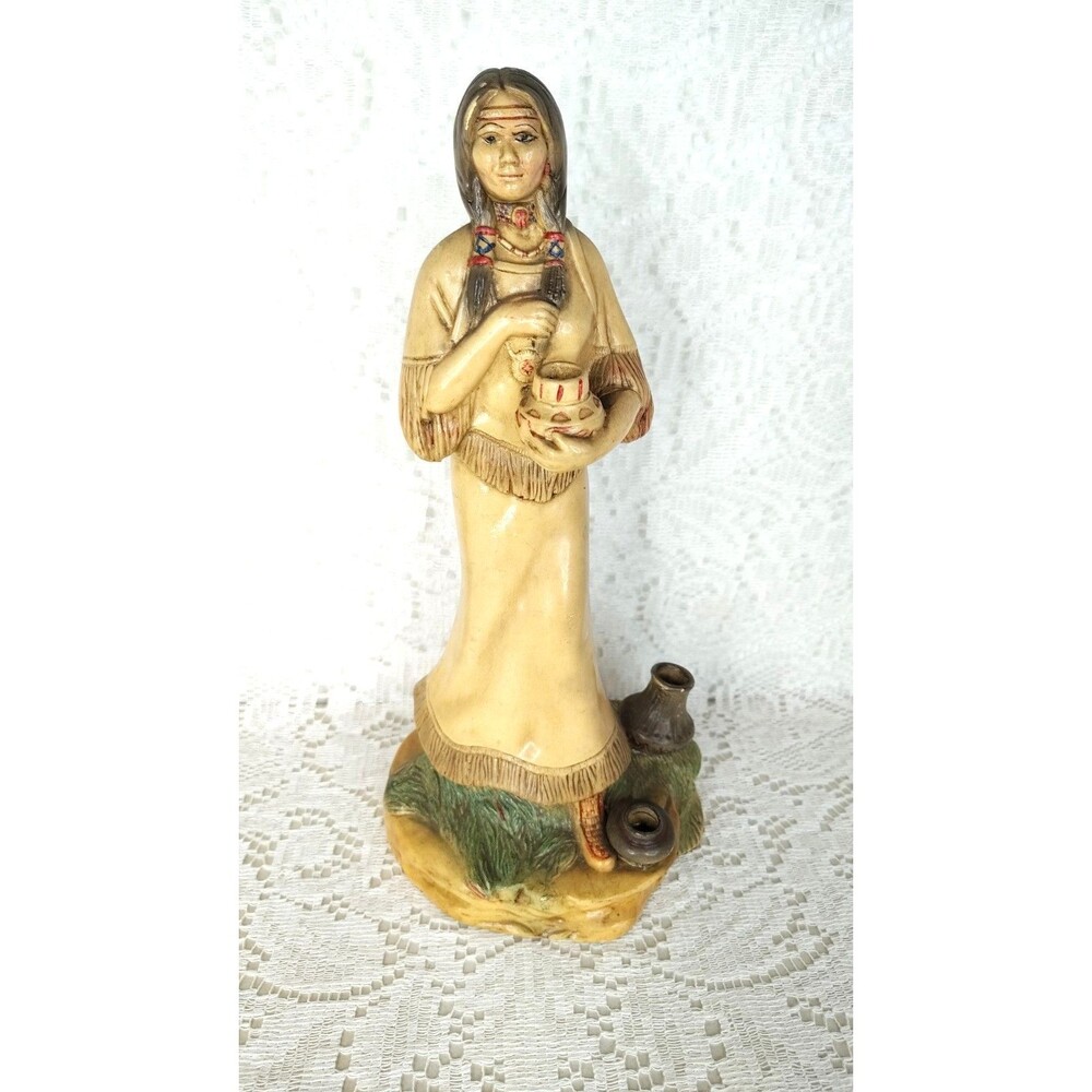 Vintage 1982 Mold Handmade Original Figurine Native American Woman and baby